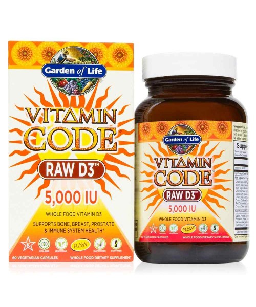 Garden of Life Vitamín D3 - RAW Vitamin Code - 5000IU - 60 kapslí