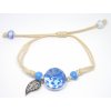 Náramek se zalisovanou květinou - modrý