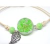 Náramek se zalisovanou květinou - zelený