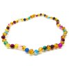 Jantarové korálky pro větší děti  - jantar a mnohobarevný achát (38 cm)