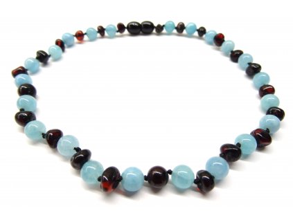 472 jantarove koralky pro deti rubinovy jantar s akvamarinem