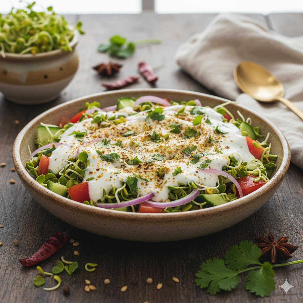 Indický klíčkový salát (Kachumber) s jogurtovou zálivkou