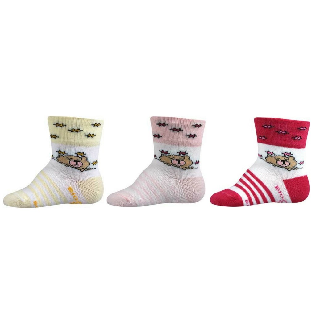 Dojčenské ponožky s medvedíkom dievčenské balenie 3 páry - Boma