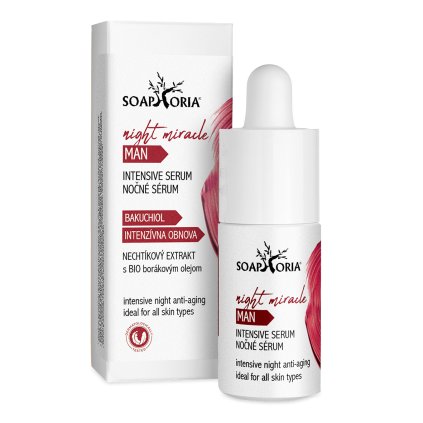 soaphoria miracle overnight nocni anti ageing serum s bakuchiolem pro muze s protivraskovym ucinkem 30 ml