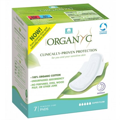 organyc nocni vlozky s kridelky extra silne prodlouzene 7 ks