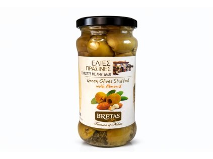 Plněné olivy Olivy s mandlí v uzavíratelné sklenicic