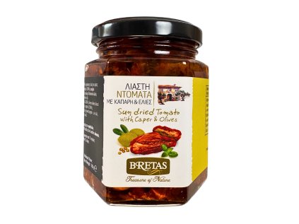 Směs - Sušená rajčata, olivy a kapary v uzavíratelné sklenici s víčkem