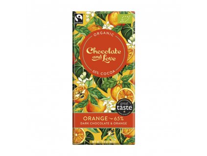 Bezlepková veganská Chocolate and Love Orange 65 %, BIO čokoláda 80 g