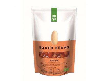Fazolky Auga Organic Baked Beans, bio fazole v rajčatové omáčce, 400 g