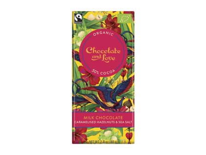 Chocolate and Love Caramelized Hazelnuts 50 %, BIO čokoláda 80 g