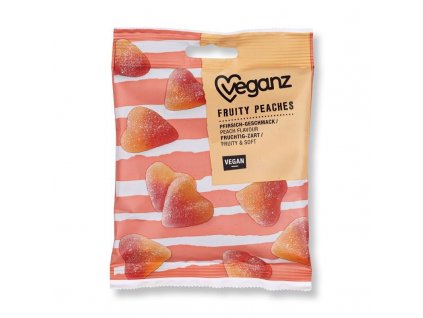 Veganz Broskvová Gumová Srdíčka Fruity Peaches, 100g