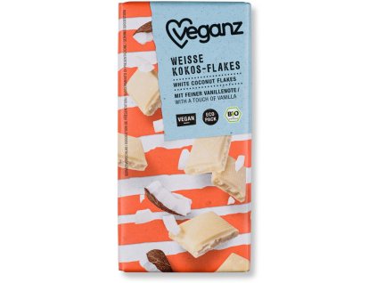 Veganz Bio Čokoláda Bílá Kokosové Lupínky, 80g