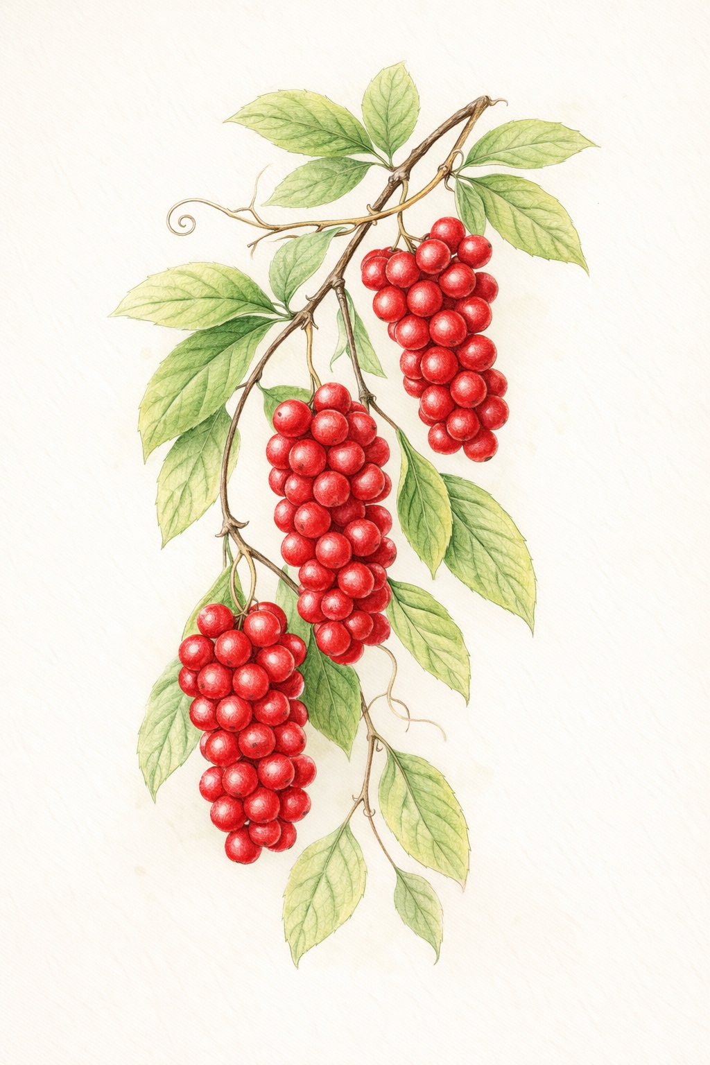 Schizandra (Schisandra chinensis) – botanická ilustrace