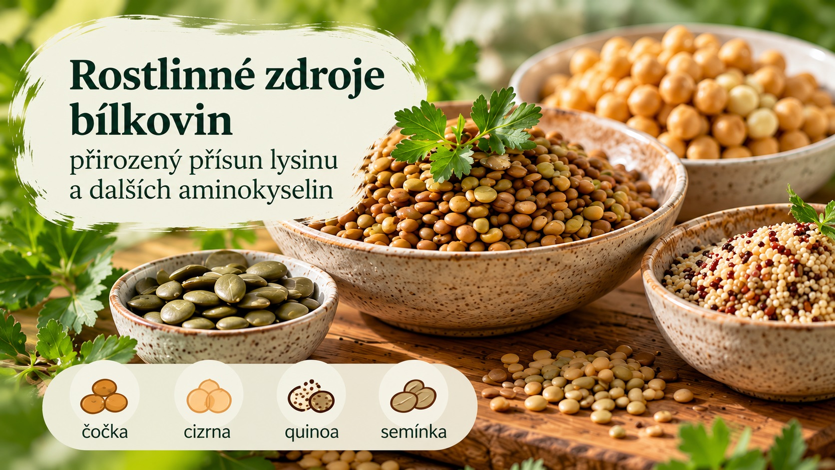 Rostlinné bílkoviny – čočka, cizrna a semínka