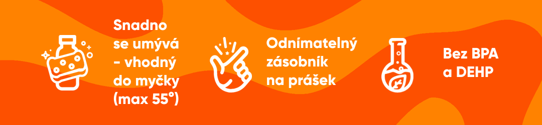 Fit šejkr 750ml se zásobníkem snadno se umývá a je vhodný do myčky max. 55°.