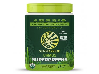 ormus super greens mint bio 450 g sunwarrior biorenesance