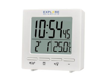 75894 explore scientific rc digital clock with indoor temperature white 00