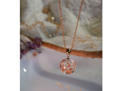 Kulička s pampeliškovým chmýřím a rose gold šupinkami