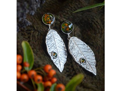 Lístkové náušnice s pestrobarevnými lišejníky