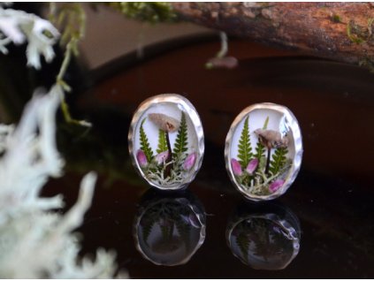 Malé oválné náušnice s houbičkami