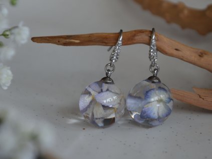 Náušnice kuličky hortenzie