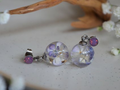 Náušnice kuličky hortenzie