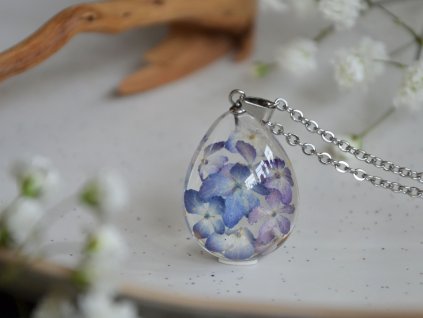 Přívěsek vypouklá kapka hortenzie