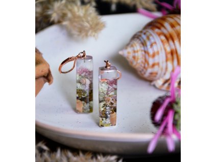 Mořské náušnice s mušličkami a lišejníky