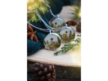 Medailonek s houbičkou a nezralou mandarinkou