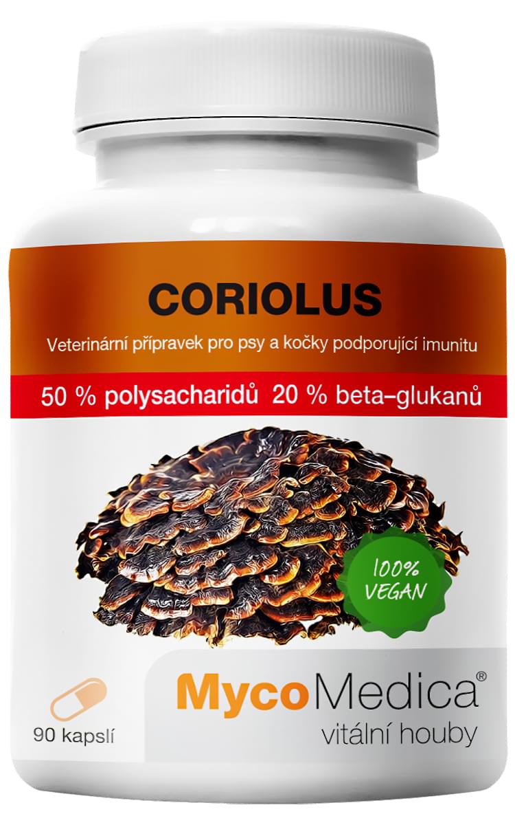 Coriolus 50% vysoká koncentrácia Mycomedica Obsah: 90 kapsúl á 500mg extraktu