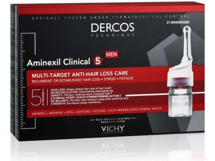 Vichy Dercos Aminexil Clinical 5 cílená péče proti vypadávání vlasů pro muže Multi Target Anti Hair Loss Treating Care 21 x 6 ml