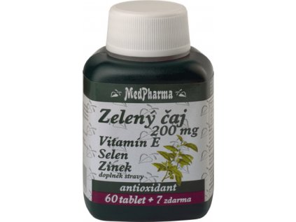 MedPharma Zelený čaj 200 mg vit.E + Se + Zn 67 tablet