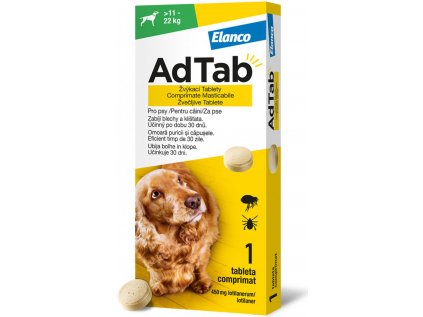 AdTab Žvýkací tablety proti blechám a klíšťatům psi 450 mg 11 22 kg 1 ks