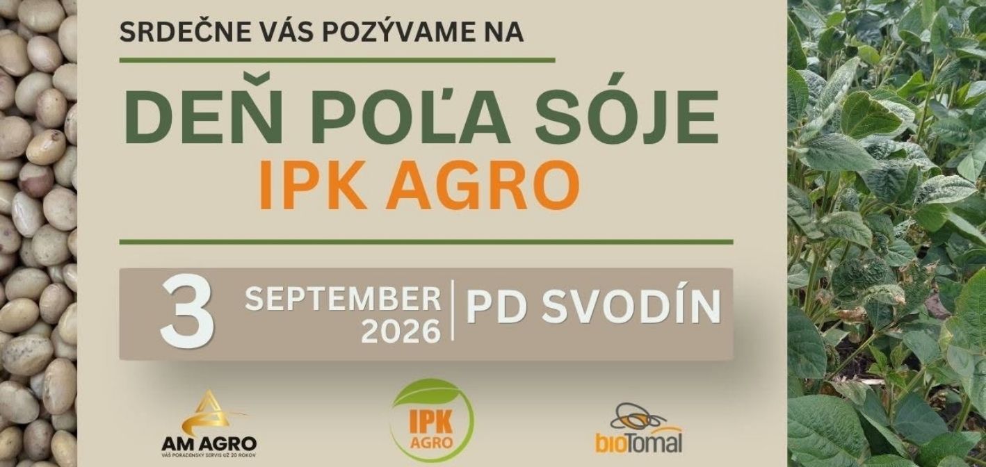 Deň poľa sóje IPK AGRO 2026: Stretnime sa vo Svodíne