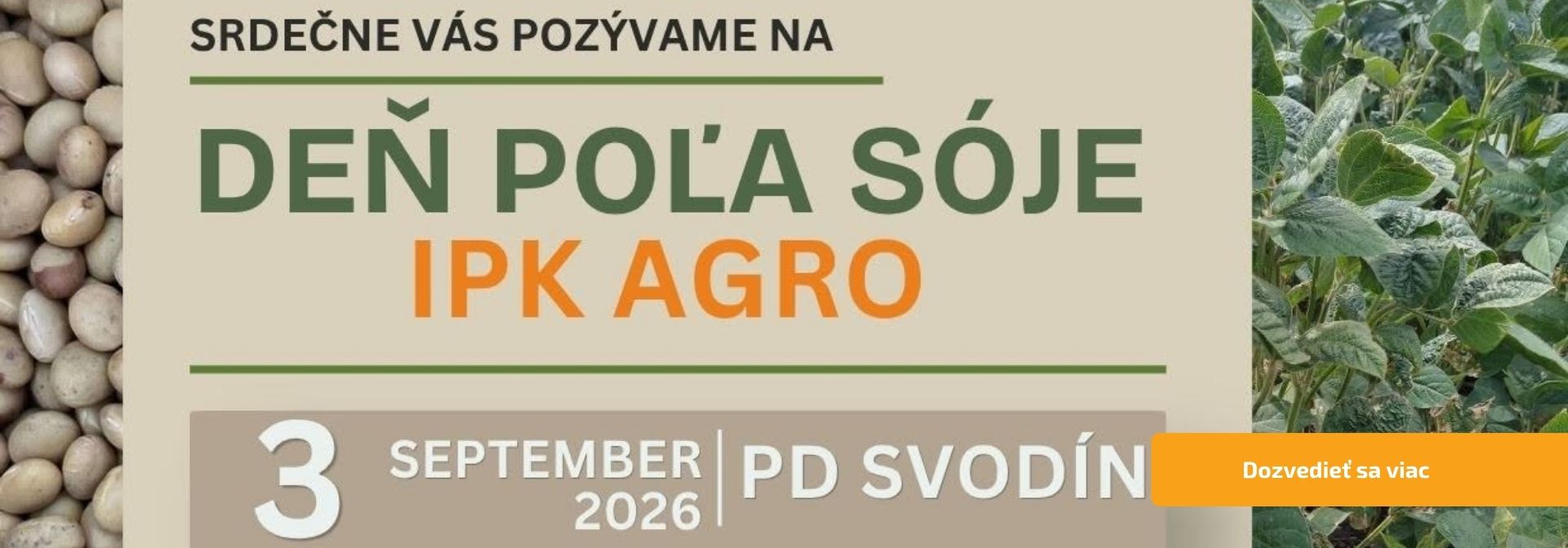 Deň poľa sóje IPK AGRO 2026: Stretnime sa vo Svodíne