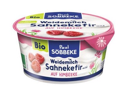 Söbbeke Kefír smetanový malina 150g bio  BIO VEGETARIAN