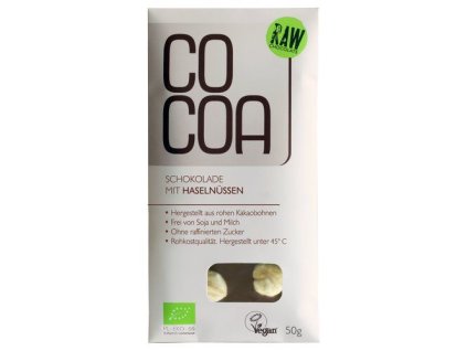 Cocoa Čokoláda s lískovými ořechy 50g bio  BIO VEGAN BEZLEPEK