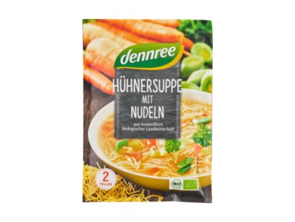Dennree Kuřecí polévka s nudlemi 45g bio  BIO