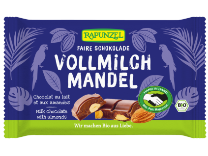 Rapunzel Mléčná čokoláda s celými mandlemi 100g bio  BIO VEGETARIAN BEZLEPEK