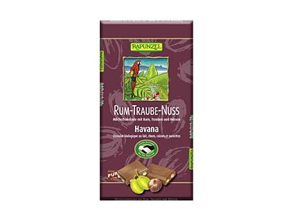 Rapunzel Mléčná čokoláda Rum-hrozny-ořech 100g bio  BIO VEGETARIAN BEZLEPEK