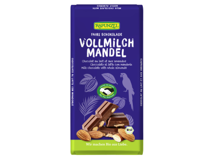 Rapunzel Mléčná čokoláda s celými mandlemi 200g bio  BIO VEGETARIAN BEZLEPEK