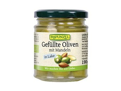 Rapunzel Olivy zelené plněné mandlemi 190g bio  BIO VEGAN BEZLEPEK