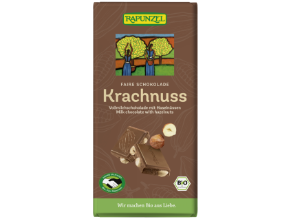Rapunzel Mléčná čokoláda s oříšky Krachnuss 100g bio  BIO VEGETARIAN BEZLEPEK