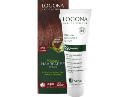 Logona Barva na vlasy krémová VÍNOVĚ ČERVENÁ 150ml eco  ECO VEGAN