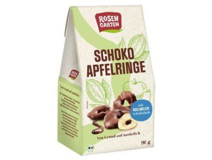 Rosengarten Jablečné kroužky v čokoládě 90g bio  BIO VEGETARIAN