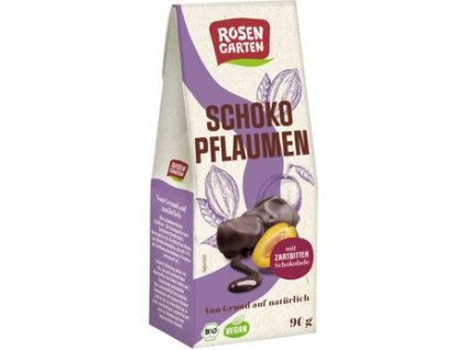 Rosengarten Švestky v hořké čokoládě 90g bio  BIO VEGAN