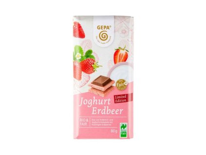 Gepa Bílá jogurtová čokoláda s jahodami 80g bio  BIO VEGETARIAN