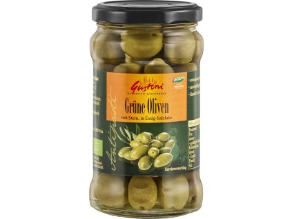 Gustoni Zelené olivy v nálevu 300 g bio  BIO