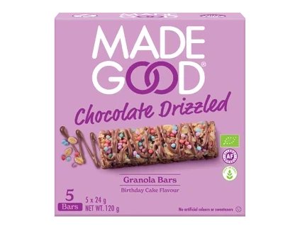 MadeGood Müsli tyčinky narozeninový dort 120 g bio  BIO VEGAN BEZLEPEK
