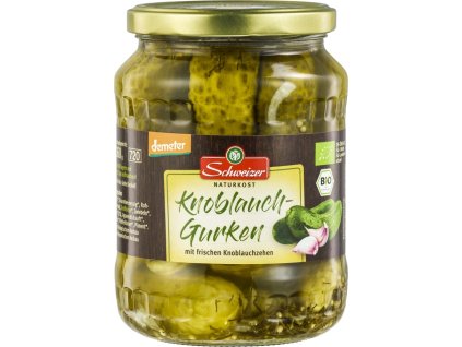 Schweizer Nakládané okurky s česnekem 670 g bio  BIO VEGAN DEMETER